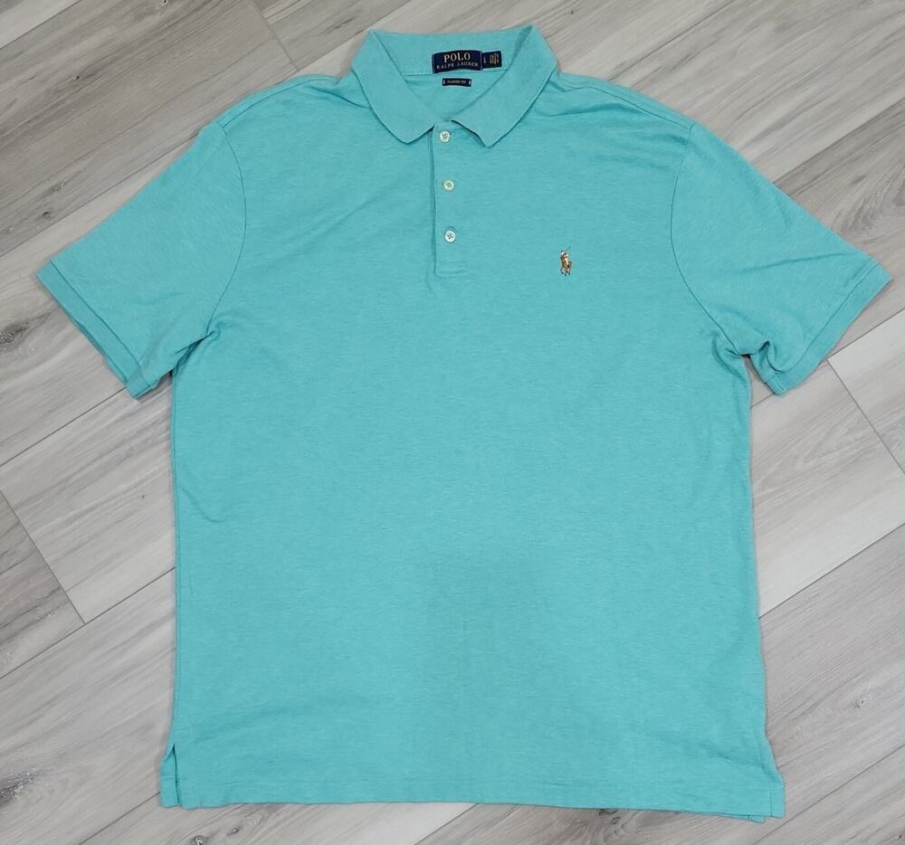 Polo Ralph Lauren Polo Shirt Mens Large Green 3 Buttons Short Sleeve Little Pony